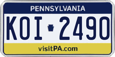 PA license plate KOI2490