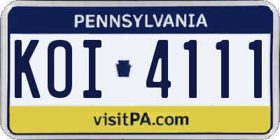 PA license plate KOI4111