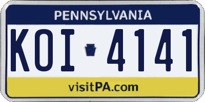 PA license plate KOI4141