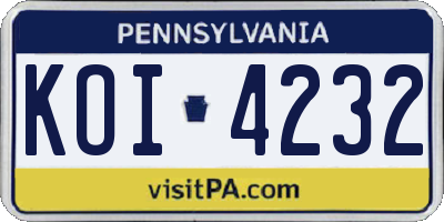 PA license plate KOI4232