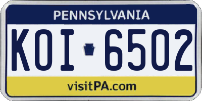 PA license plate KOI6502