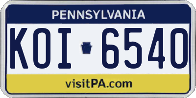 PA license plate KOI6540