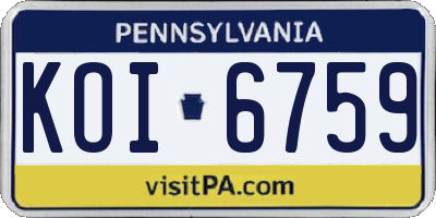 PA license plate KOI6759