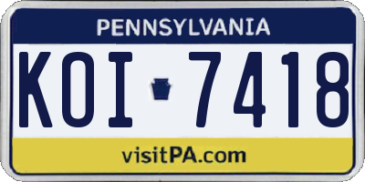PA license plate KOI7418