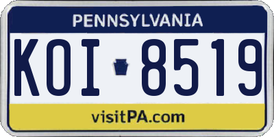 PA license plate KOI8519
