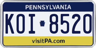 PA license plate KOI8520