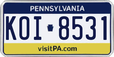 PA license plate KOI8531