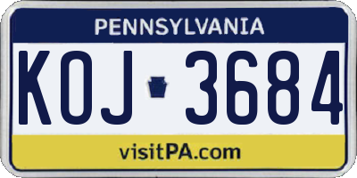 PA license plate KOJ3684