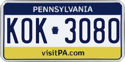 PA license plate KOK3080