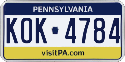 PA license plate KOK4784