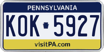 PA license plate KOK5927