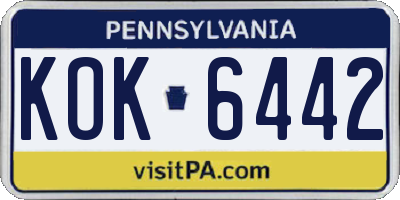 PA license plate KOK6442