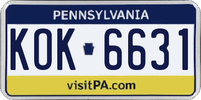 PA license plate KOK6631
