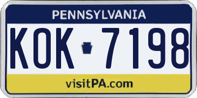 PA license plate KOK7198