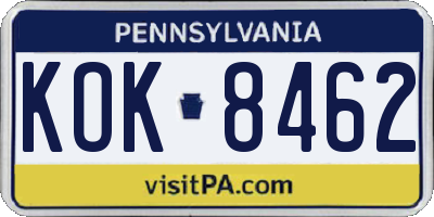 PA license plate KOK8462