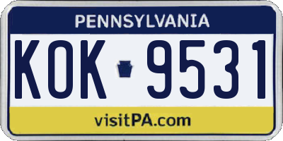 PA license plate KOK9531