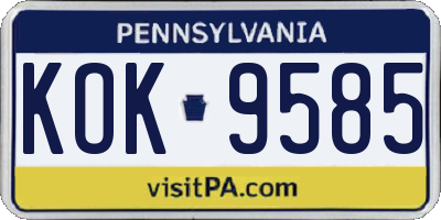 PA license plate KOK9585