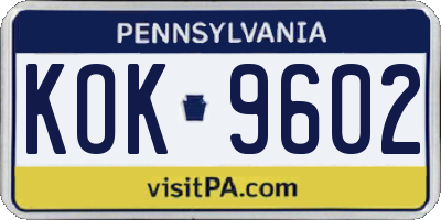 PA license plate KOK9602