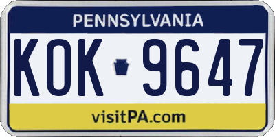 PA license plate KOK9647