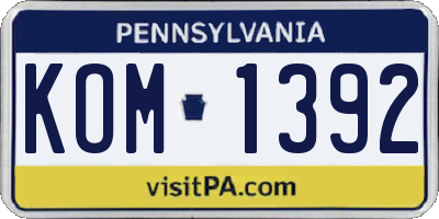 PA license plate KOM1392