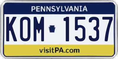 PA license plate KOM1537