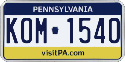 PA license plate KOM1540