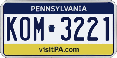 PA license plate KOM3221