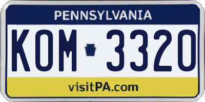 PA license plate KOM3320