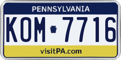PA license plate KOM7716