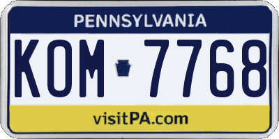 PA license plate KOM7768
