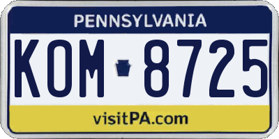 PA license plate KOM8725