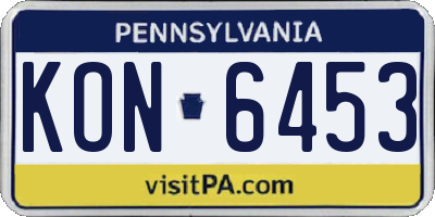 PA license plate KON6453