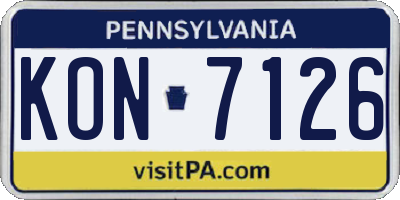 PA license plate KON7126
