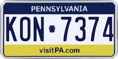 PA license plate KON7374