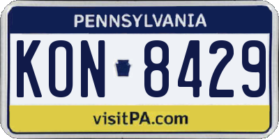 PA license plate KON8429