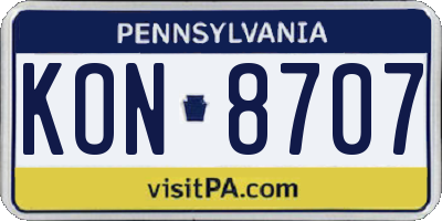 PA license plate KON8707