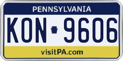 PA license plate KON9606