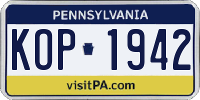 PA license plate KOP1942