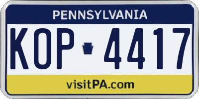 PA license plate KOP4417