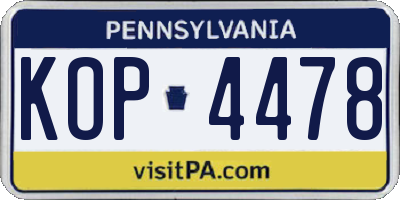 PA license plate KOP4478