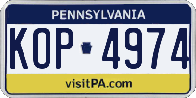 PA license plate KOP4974