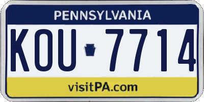 PA license plate KOU7714