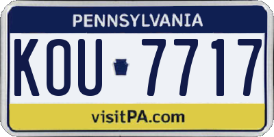 PA license plate KOU7717