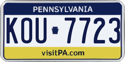 PA license plate KOU7723