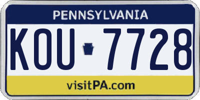 PA license plate KOU7728