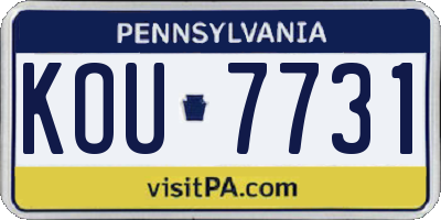 PA license plate KOU7731