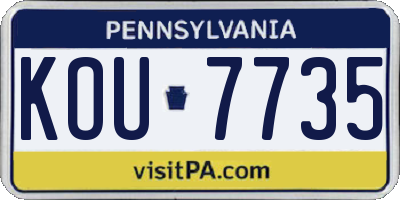 PA license plate KOU7735