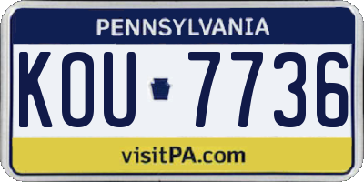 PA license plate KOU7736