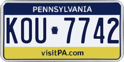 PA license plate KOU7742