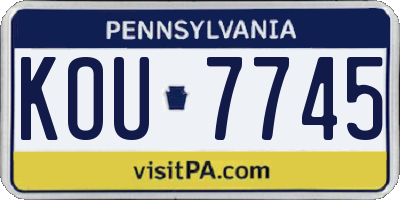 PA license plate KOU7745